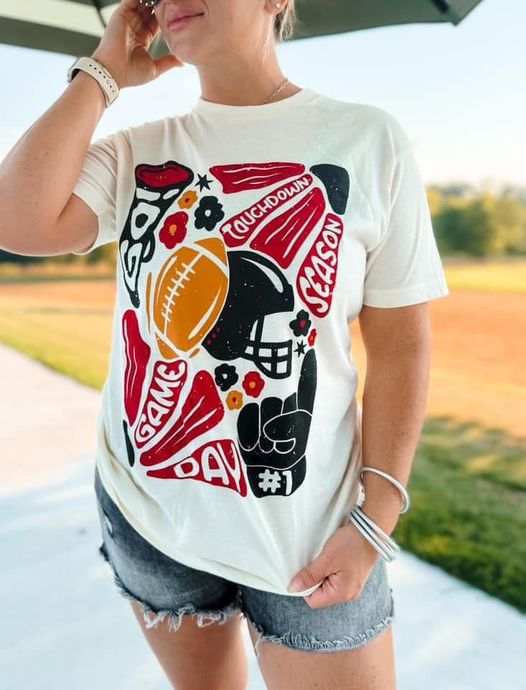 Girly Gameday Tee - Red and Black