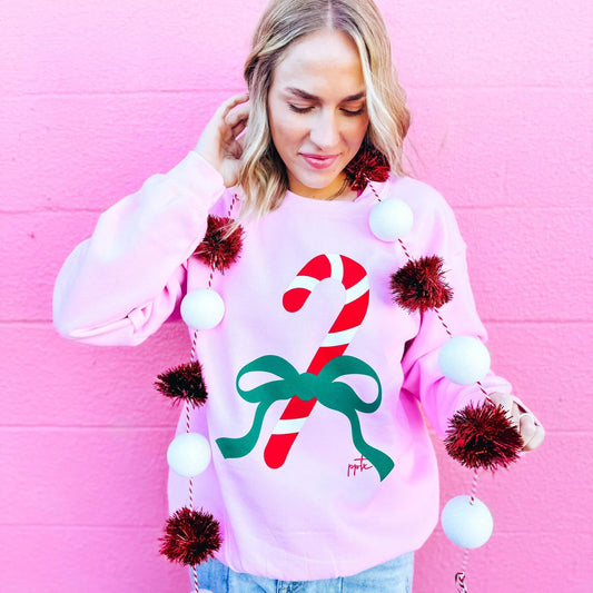 Candy Cane Coquette Sweatshirt