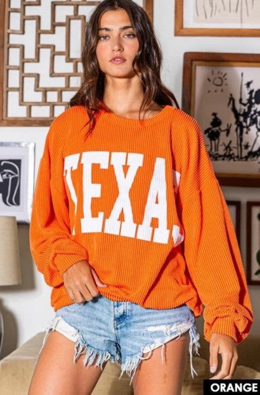 BucketList - Orange Corded Texas Top