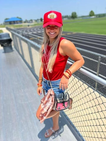 Trucker Hat - Football on Red